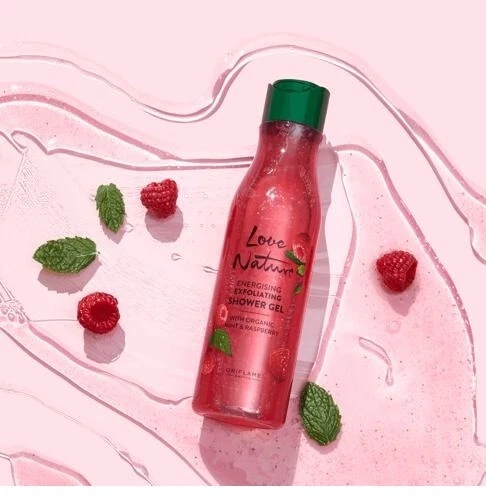 ORIFLAME LOVE NATURE  ENERGISING EXFOLIATING SHOWER GEL ORGANIC MINT & RASPBERRY - Image 1 of 1