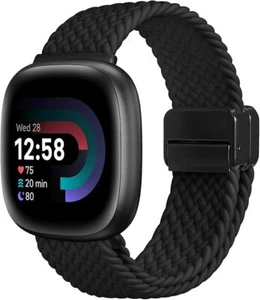 Magnetic Braided Stretchy Band for Fitbit Versa 4 3 / Sense 2 1 Soft Woven Nylon - Picture 1 of 11