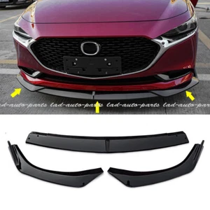 3PCS PP Plastic Front Bumper Lip Chin Bodykits For Mazda 3 4DR SEDAN 2019-2024 - Picture 1 of 9