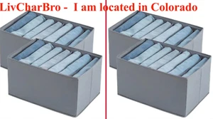 2- 2 PACKS Storage Foldable Clothes Organizer 7 Grid Medium 14.2 x 9.8 x 7.9 - Picture 1 of 5