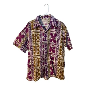 Vintage Hawaiian shirt Made in California Honolulu loop collar Aztec Tribal VTG - Picture 1 of 10