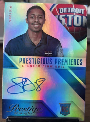 2014-15 Prestige Spencer Dinwiddie Rookie On-Card Auto Dallas Mavs/ Pistons Holo - Image 1 of 2