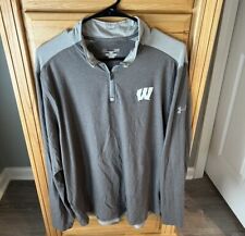 Wisconsin Badgers Under Armour Gray & White Lightweight 1/4 Quarter Zip - Large
