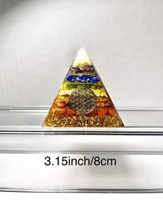 7 Chakra Orgonite Pyramid Energy Healing Crystals & Stone Reiki Meditation Large - Picture 1 of 10