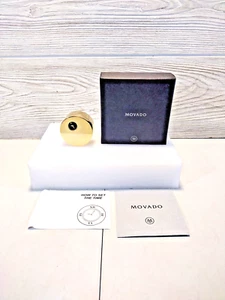 MOVADO MUSEUM DOUBLE DIAL Gold Finish TRAVEL ALARM CLOCK Original BOX - Picture 1 of 6