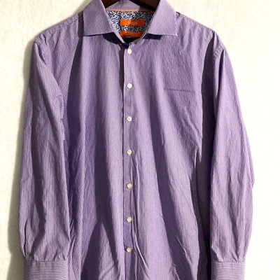 Tallia Mason Fit Dress Shirt Men Size 17/17.5-34/35 Striped Contrast Cuff Preppy - Image 1 of 4