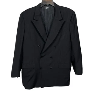 Brioni Battaglia Wool Sport Coat Blazer Mens IT 54 US 44 Black Pinstripe Double - Picture 1 of 11