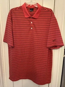 NIKE GOLF POLO SHIRT MENS XL ORANGE BLACK STRIPED DRI-FIT UV SHIELD Extra Large - Picture 1 of 5