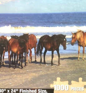 Beach Party 1000 pc NEW SEALED Puzzle A Herd of Horses at the Beach - Picture 1 of 3
