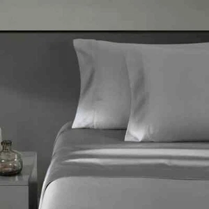 VERA WANG Sheet Set 800-Thread Count Queen Soft Cotton Solid Color Gray 4-Piece - Picture 1 of 4