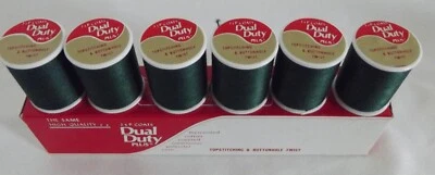 J&P Coats Thread Box Lot of 6 Spools Green Topstitching & Buttonhole 300 yds vtg - Image 1 of 4