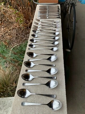 Supreme Cutlery Stainless Japan 8 Place Flatware Set.  Missing one dinner fork. - Image 1 of 4