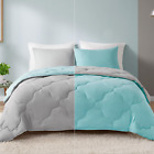 Vixie Reversible Comforter Set - Trendy Casual Geometric Quilted Cover, All Seas