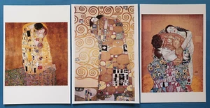 Stunning Set of 3 NEW Gustav Klimt Art Nouveau Art Paintings Postcards 90M - Picture 1 of 4