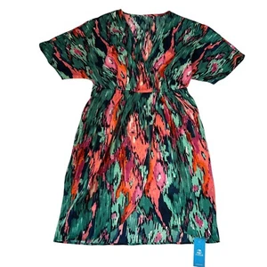 Cupshe swim cover up womens Medium swimsuit dress abstract colorful green pink - Picture 1 of 4