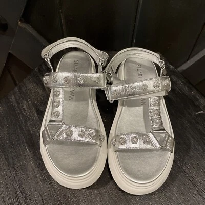 Stuart Weitzman Zoelie Crystal Ball Sandal in Silver Women’s Size 39/8.5US NIB - Image 1 of 4