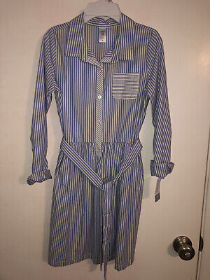 NWT Carters Blue White Stripe Dress With Belt...