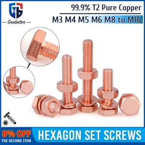 Juego de tornillos hexagonales de cobre M3 a M16 con tuercas hexagonales y junta y arandela de resorte - Imagen 1 de 97