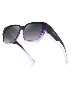 Polarized Fit Over Glasses Sunglasses for Women, Square Wrap Around Lightweig... - Picture 1 of 7