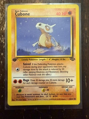 Cubone 50/64 1st Edition Jungle Common Pokemon Card LP Bill - Image 1 of 2