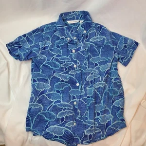 Janie & Jack Blue Wave Print Short Sleeve Button Down Shirt Boys Size 6 - Picture 1 of 4