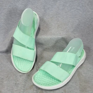 Crocs Women's Literide Sandal Size 8 Green Elastic Straps Slingback Slip On Shoe - Picture 1 of 7