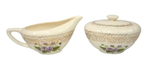 Cunningham and Pickett Spring Violet Creamer / Sugar Bowl with Lid Vtg Porcelain - Picture 1 of 11