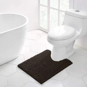 Bathroom Contour Rug Non Slip Toilet U Shaped Bath Mat (20x24, Brown) Water A... - Picture 1 of 7