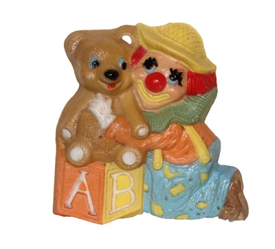 VTG 1985 Homco Frankies Designs Clown & Teddy Bear Baby Nursery Wall Decor Art - Image 1 of 3