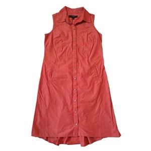Vestido de algodón sin mangas Nine West coral para mujer talla 6 bolsillos plisado dobladillo trasero - Imagen 1 de 7