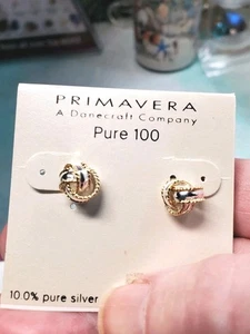 Schöne Danecraft Love Knot Ohrstecker Silber und Gold 8 mm - Bild 1 von 5