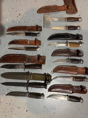 Vintage Kinfolks knife lot. Kinfolks fixed blade knife collection - Image 1 of 4