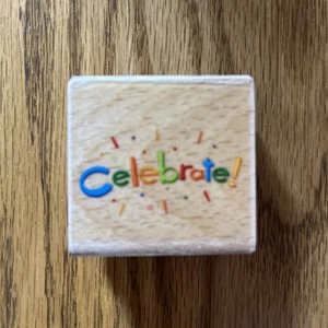 Wooden Rubber Stamp CELEBRATE! - Picture 1 of 2