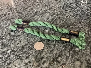 2 skeins 25 M DMC 5 cotton perle made in france 367 green yarn needle point - Picture 1 of 5