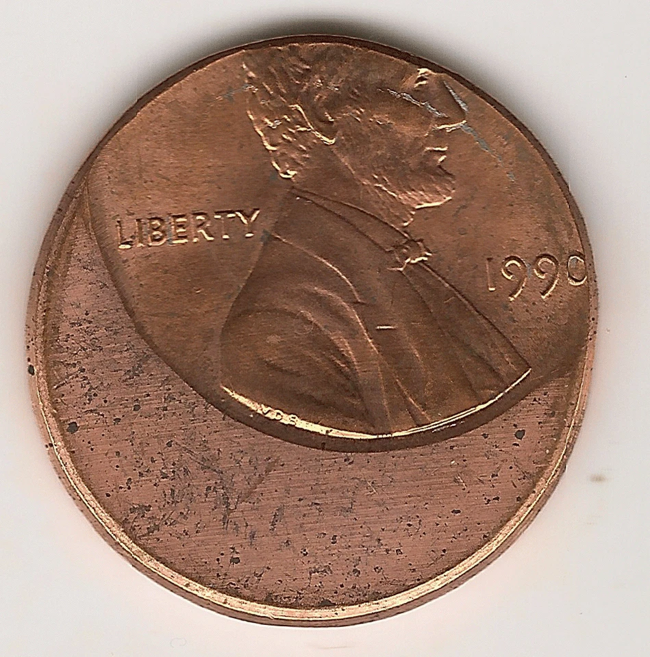 Mint Struck Error Coin ~ 1990 Lincoln Off Center Coin ~ Very Rear - Image 1 of 1