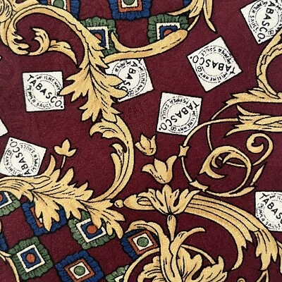 Tabasco Men's Tie Logo Red Floral 100% Silk Made in USA - Image 1 of 4