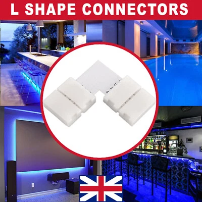 L SHAPE CONNECTORS FOR 5050 5630 2835 3528 RGB RGBW LED STRIPS 90 DEGREES JOINT - Image 1 of 2