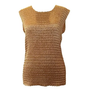 Nicola Gold Crinkle Stretch Sleeveless Shell Top Blouse - Picture 1 of 3