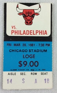 NBA 1981 03/20 Philadelphia 76ers at Chicago Bulls Ticket-Julius Erving 31 pts. - Picture 1 of 1
