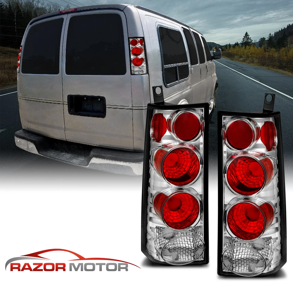 Lanternas traseiras de freio cromadas 03-23 para GMC Savana/Chevrolet Express 1500/2500/3500 - Imagem 1 de 4