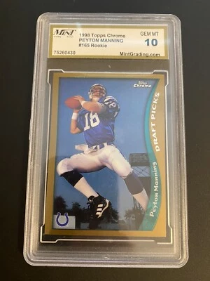 1998 Topps Chrome Peyton Manning Rookie Card RC #165 Mint 10 Gem Mint - Image 1 of 2