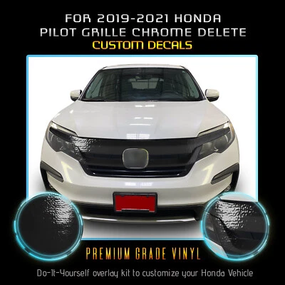 Para Honda Pilot Grille Trim 2019-2021 cromo eliminación apagón - vinilo negro brillante Foto 1 de 4