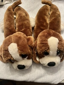 Vintage Puppy Dog Slippers Men Size 7-8  - Picture 1 of 8