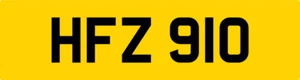 HF 3X3 DATELESS PRIVATE REGISTRATION NUMBER PLATE HAFEEZ HAFIZ HFZ 910 - Picture 1 of 4