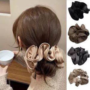 Ponytail Holder Hair Ties Oversized Silky Satin Hair Rope Hair Accessories Solid - Picture 1 of 21