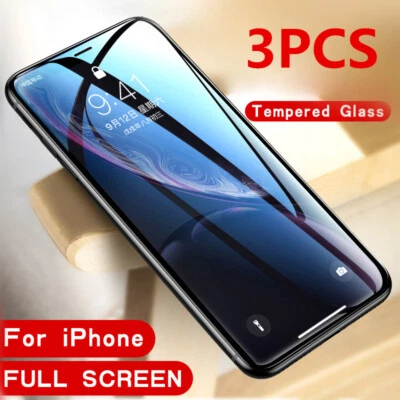 3PCS For iPhone 17 16e 15 14 13 SE 11 Full Tempered Glass Protective Screen Film - Image 1 of 4