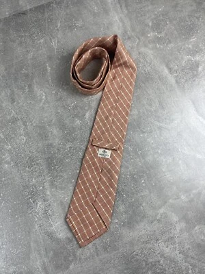 Галстук Luigi Borrelli Napoli оранжевый/белый ромб узор 100% шелк сделано в Италии - Изображение 1 из 4