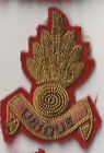 Royal Artillery : Officers "Grenade" Bullion Wire & Cloth Beret / Side Cap Badge