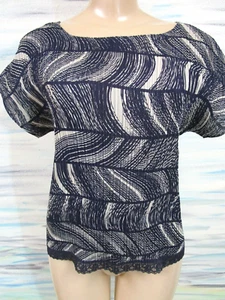 JUDITH HART BLUE & GRAY CRINKLE STRETCHY SLEEVELESS TOP SIZE S - NEW - Picture 1 of 3