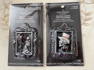 ASHLAND HALLOWEEN MINIATURES SKELETON CAMEO MAN & LADY SET OF 2  ~ NEW IN PKG - Picture 1 of 5